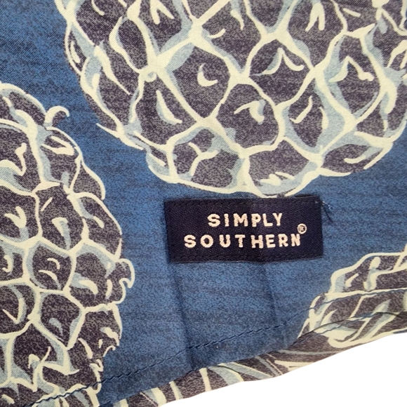 Simply Southern Blue and White Casual Button Down Shirt - Picture 3 of 5